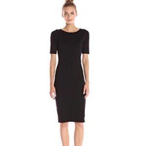 Three Dots black short sleeved sheath dress